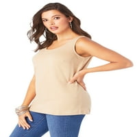Roaman's Women's Plus Size Scoopneck Term pamučni sloj majica