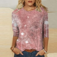 Ženski bluza Leptir maslačak za tiskovine za žene za žene Crew vrat Casual Top Tees Shirts DailyAwer