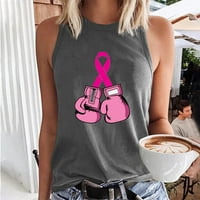 Kanter za dojke Tenk za podizanje svijesti Žene Pinks Ripbon tiskani rezervoalni majica bez rukava bez rukava