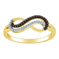 Carat Okrugli bijeli prirodni dijamantski ribolovni prsten u 10K čvrsti žuto zlatni prsten veličine-7,5