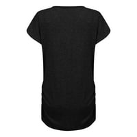 Žene vrhovi V-izrez žene Pola zip modne pune ljetne kratke majice Tunic TEE crne s