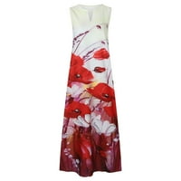 Ljetne haljine za žene oblače ženska casual duga haljina s džepnim cvjetnim printom maxi haljina maxi