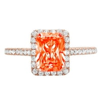 1. CT Sjajni smaragdni rez Clenil Simulirani dijamant 18k Rose Gold Halo Solitaire sa Accentima prsten