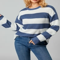 GENUISKIDS Žene Juniors Striped Blok u boji Blok za džemper na dugim rukavima Pleteni džemper Jesenska