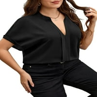 Casual obični zaređeni vrat Top kratkih rukava Black Plus Bluze