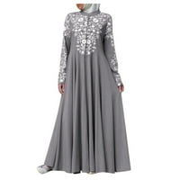 Haljina s kapuljačom Zhizaihu za žene dugih rukava, maxi haljina ruched a-line vintage duga haljina