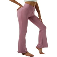 Žene V križne stružne gamaše, čvrste boje tine-obojenih joga hlače