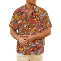 Muški luksuzni paisley majica Ispis Ležerne tipke s kratkim rukavima dolje Havajske majice