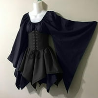 Safuny Women's Mini A Line haljina čarobnjaka Solid Patchwork retro batwing rukava modni proljetni kvadratni