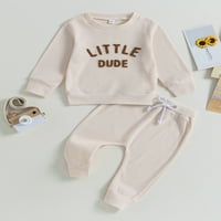IzhanSen Toddler Baby Boys Jesen Zimska odjeća Dopise s dugim rukavima Ispis Duksovske vrhove i hlače