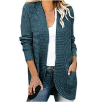 Čvrsti džep s dugim rukavima vrhovi kardigan džemper kardigan žena zimska jakna za čišćenje plave veličine