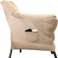 Velvet tkanina Accent stolica lijena naslonjavajuća fotelja s preklopnim metalnim nogama i bočnim džepom,