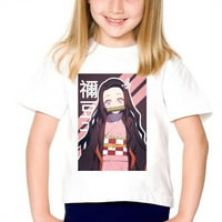 Retro moda i popularna anime Demon Slayer ispisana dječja majica, labavi povremeni pamučni dječji kratki