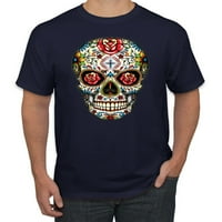 Dia de los Muertos Trippy Lijekovi lubanja modna grafička majica, mornarica, 4xl