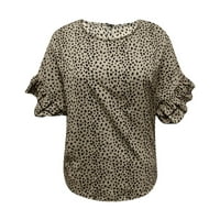 AVITICD Gumb Up Bluze za žene Žene Ljeto Ležerne prilike Labav Leopard Print Bat rukava s rukavima