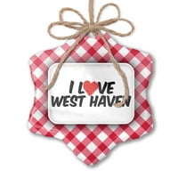Božićni ukras I Love West Haven Red Plaid Neonblond