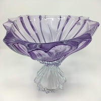 Bohemia Crystal Glass Footl - vaza, 13 Dia Plinthist ljubičasta ukrasna vjenčana elegantna središnja sredstva Vintage Europska češka dizajna, voće cvijeće klasično