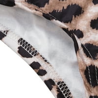 Seyurigaoka Žene Leopard Dugi rukav Bodysuit gumba Leotard Ramper Top bluza V vrat