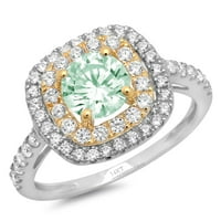 1.75ct okrugli rez zeleni simulirani dijamant 18k Bijelo žuto zlato graviranje godišnjice Angažovanje