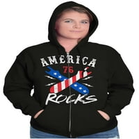 Amerika Rocks Patriots Music Lover Zip Up Hoodie Muške ženske brine za žene 4x