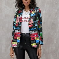 Aboser Blazer jakna za žene Trendy Casual Revers Blazers Funny Grafički kardigan s dugim rukavima Kardigan