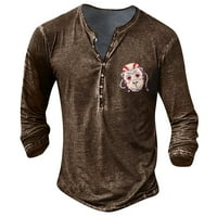 Henley majice za muškarce, muške grafičke dugih rukava i vezene modne majice i jesenji dugi rukav tiskani pulover