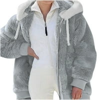 Yuwull Plus size zimski kaputi za žene WOOT Plus size Zimska topla labava plišana jakna sa kapuljačom