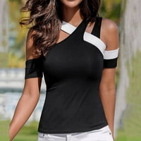 Simplmasygeni Ženski Ležerne prilike kratki rukav Ženska modna ležerna ramena kratka rukava majica TOW