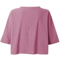 Pfysire ženski cvjetni tisak majica V-izrez rukava labava bluza ružičasta 2xl