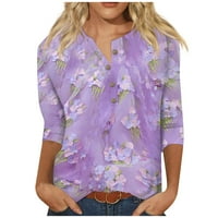 Majice za rukav za žene za žene Slatko cvijeće Ispiši grafičke tenske bluze casual plus veličine osnovni