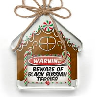 Ornament tiskan jednostrani čuvajte se crnog ruskog terijera iz božićnog neonblonda