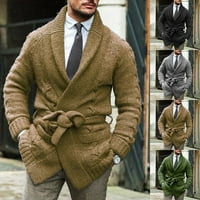Modni muškarci džemper Cardigan rever tuc tanki kaput pletiva casual labav jakna