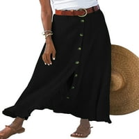 Calzi ljetne suknje za plažu za žensko posteljino dugme dole midi suknje Bohemijske suknje Vintage Loose visoke prorezne strukom