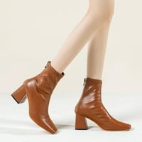 Čizme za ženske cipele modne minimalističke čvrste boje udobne patentne zatvarače s visokom petom guste