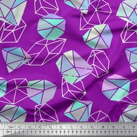 Soimoi Purple Japan Crepe Satin Tkanina Kristalno kameno Geometrijsko dekor Tkanina od tiskanog dvorišta Široko