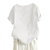 Ženski vrhovi ženske modne casual okruglih vrata kratkih rukava tiskanje vrhova bluza bijela xxl