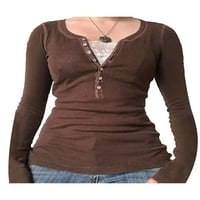 DCoolmoogl vilične košulje za žene y2k vrhovi dugih rukava čipke patchwork tees teen djevojke vintage