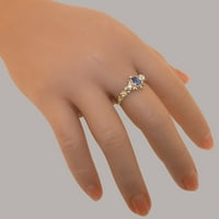 Britanci izrađeni čvrstim 10k ružnim zlatnim prstenom sa prirodnim tanzanitetnim i dijamantnim ženskim