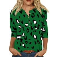 Dugme Down Bluza Ženska rukava V izrez Plus Veličine Košulje Dressy Tops Jesen Bluze Zeleno XL