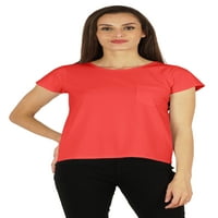 Majica sa čvrstim kratkim rukavima majica za ženske patch džepne casual ljetni osnovni vrh