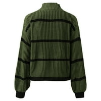 KPOPLK Žene kornjače zvone kabela pletene pulover dugih rukava casual bluza vrhova vojska zelena, l
