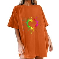 Ljetne majice kratkih rukava za žene ženske modne ugodne vrhove Rainbow boja grafička bluza za ispis