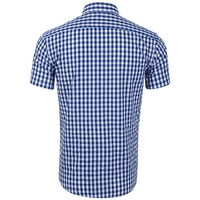 Trendy Muška majica Ležerne prilike labavi karisani ispisani košulju Džep kratkih rukava s kratkim rukavima