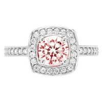 1.24ct okrugli rez ružičasti simulirani dijamant 14k bijeli zlatni godišnjica Angažovanje halo prstena