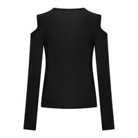 Vrhovi dugih rukava za žene zimske tuničke pad pulover V izrez čipka u šuplju majica za poklanjanje bluza crna xxl