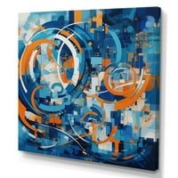 PRONAĐEDAČA Orange i plavi geometrijski ravnoteža V Moderni geometrijski zidni dekor
