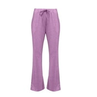 Ženska noga za paljenje labavo moga hlače lagane salonske hlače elastične struke vunene hlače ružičaste