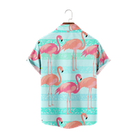Blue Flamingos Boys Havajska majica cvjetni ispis kratkih rukava odjeća za odmor na plaži dolje majice za muškarce, D-6XL