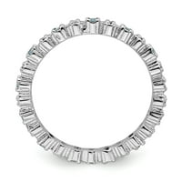 Sterling srebrni izrazi za slaganje akvamarine i dijamantni prsten - veličina 10