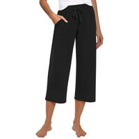 Cleance Cargo Hlače Žene Nacrtavanje labavih ležerne hlače Yoga široka noga crna m